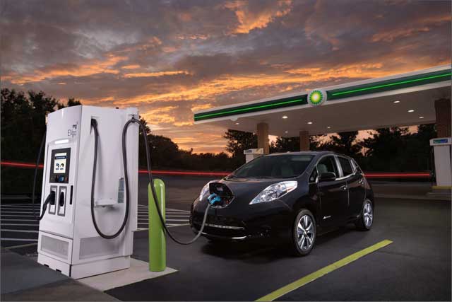 Electric-car-fast-charging-station-at-bp-in-metrolina-area-of-charlotte