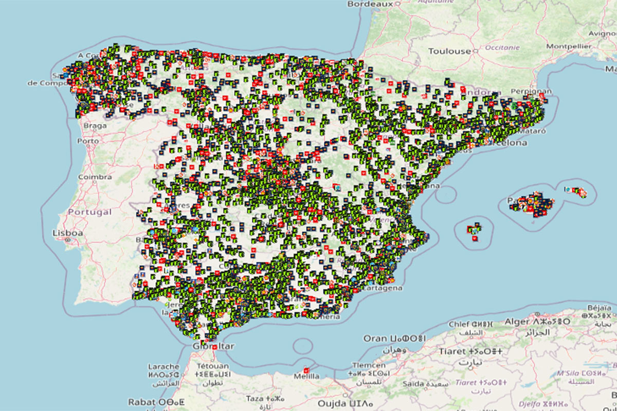 Mapa de puntos de carga en España